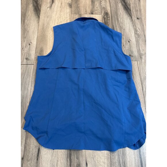 Eddie Bauer Womens Blue Sleeveless Button-Down Shirt Large Polyester - Picture 9 of 12